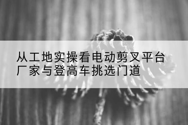 镇沅电动剪叉升降平台厂家-从工地实操看电动剪叉平台厂家与登高车挑选门道